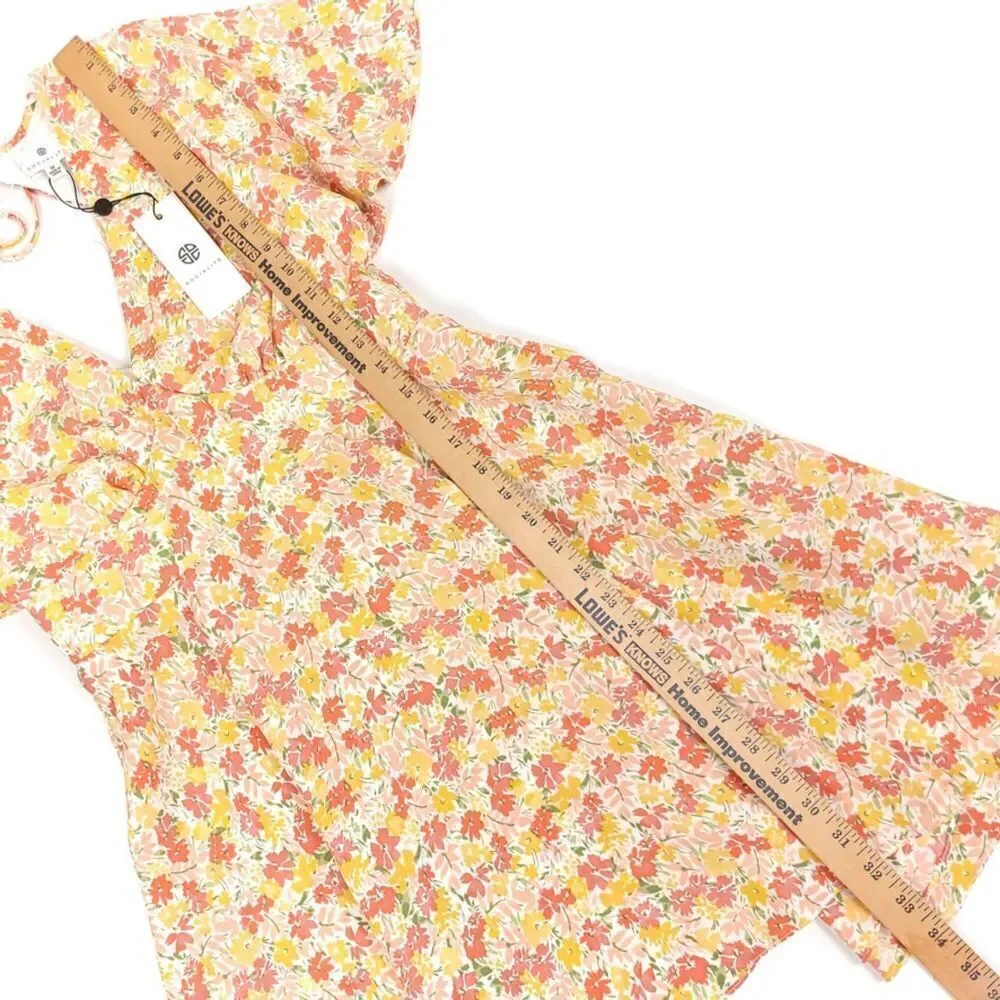 NWT Socialite Boho Floral Flutter Sleeve Cutout Fit and Flare Mini Dress Medium